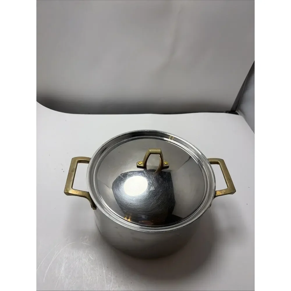 VNT Paul Revere Ware Brass Handles Stainless Steel 1801 3 Quart Stock Pot USA